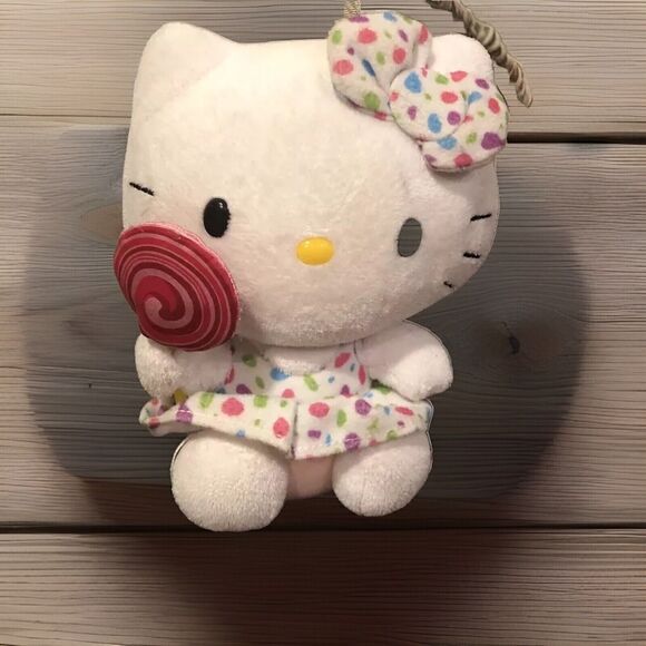Ty Beanie Buddies Hello Kitty 6" Lollipop Polka Dot Dress Bow Plush 2012 - Picture 1 of 10